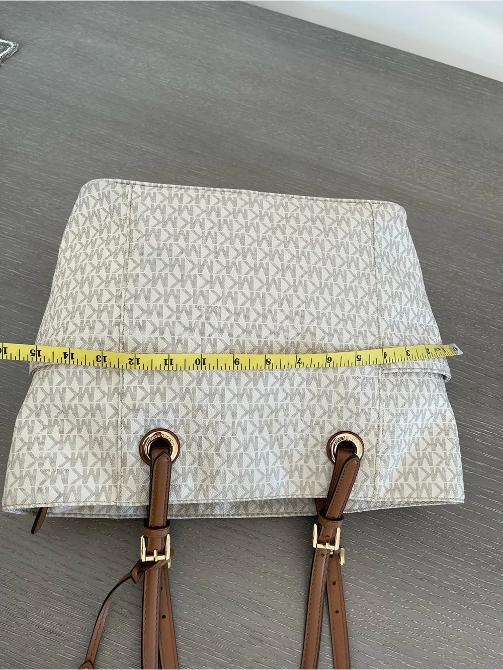 Michael Kors Cream & Tan MK Logo Tote